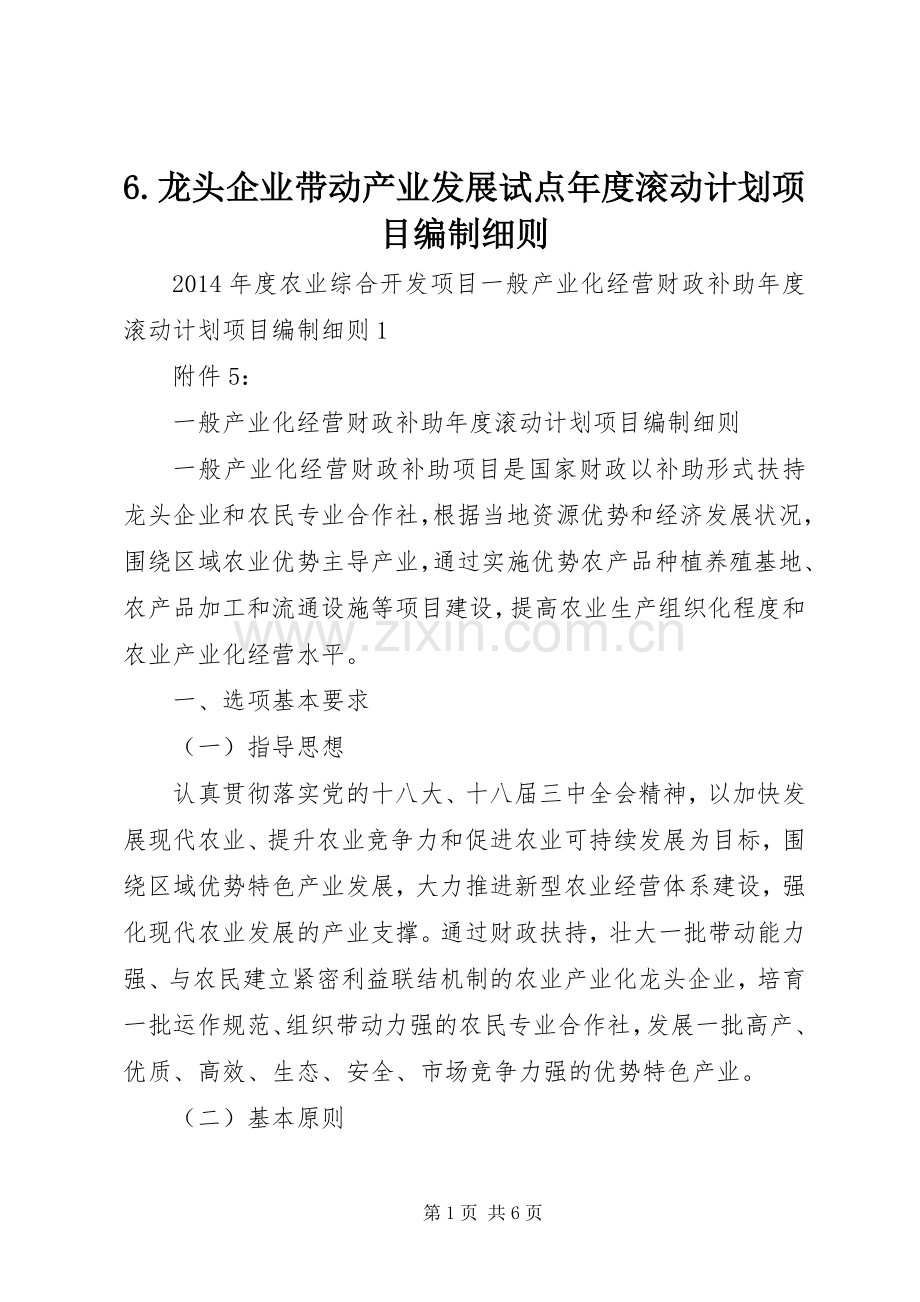 龙头企业带动产业发展试点年度滚动计划项目编制细则.docx_第1页
