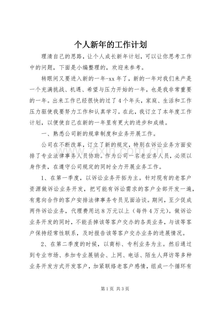 个人新年的工作计划.docx_第1页