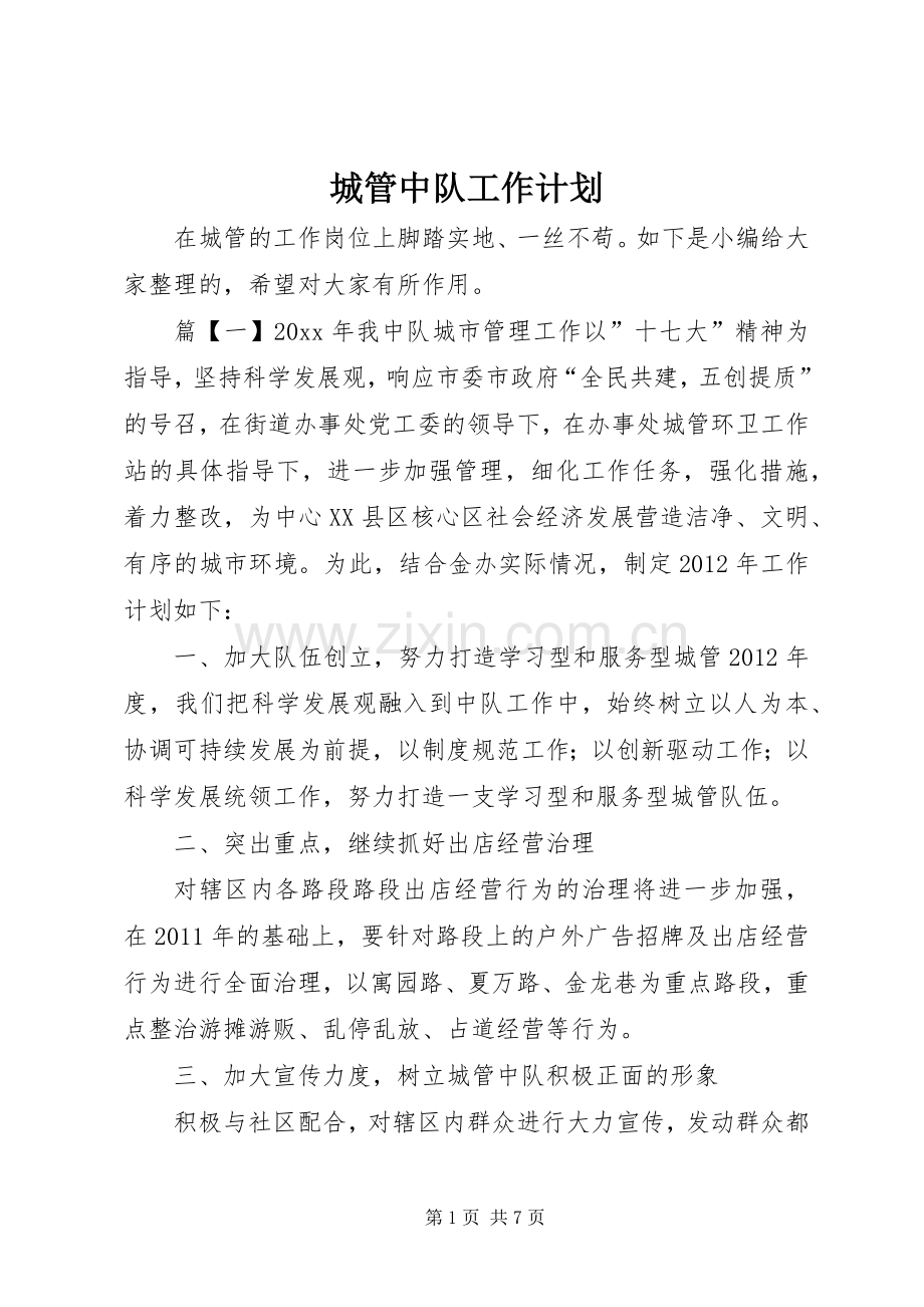 城管中队工作计划.docx_第1页