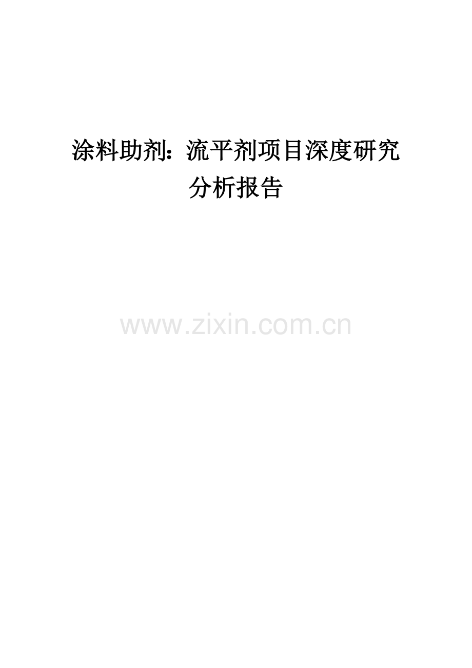 涂料助剂：流平剂项目深度研究分析报告.docx_第1页