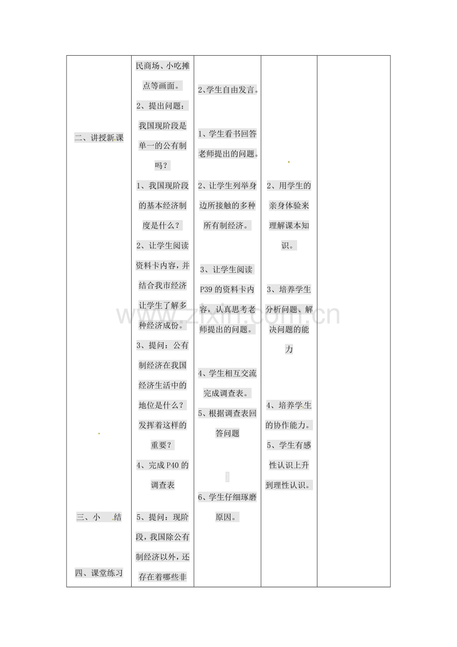 九年级政治全册 第一单元 世界大舞台 第3课 中国的道路 有中国特色的基本经济制度教案 人民版-人民版初中九年级全册政治教案.doc_第2页