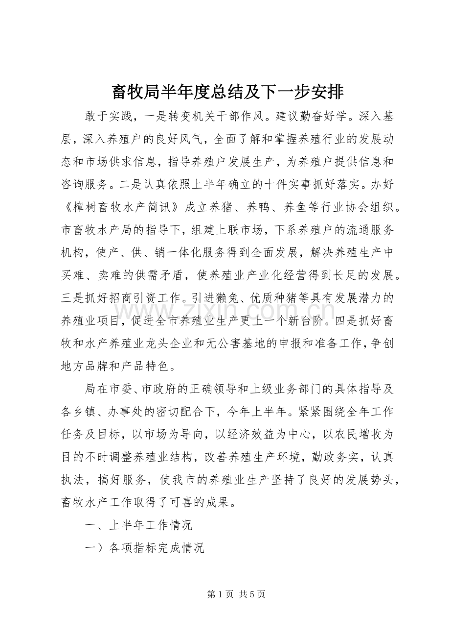 畜牧局半年度总结及下一步安排.docx_第1页