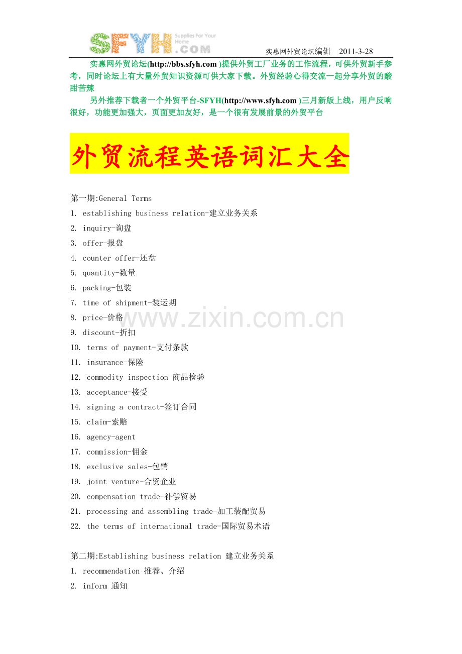 外贸流程英语词汇大全.doc_第1页