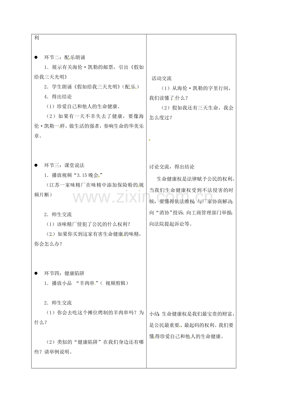 七年级政治下册 21.1 依法享有生命健康权教案 苏教版-苏教版初中七年级下册政治教案.doc_第2页
