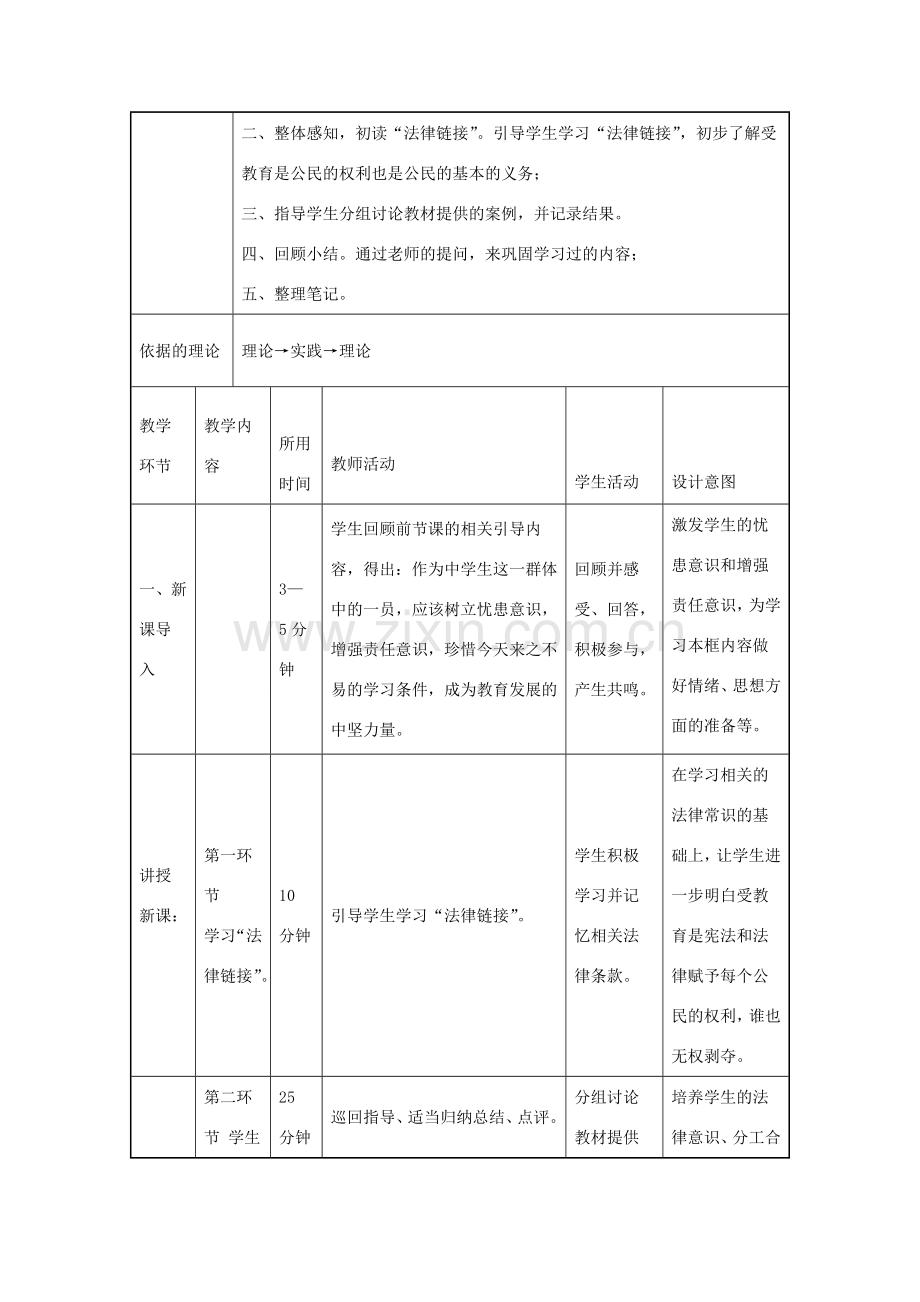 七年级道德与法治上册 第一单元 走进新天地 第一课 新天地 新感觉 第3框 谁也不能剥夺我们的受教育权教学设计2 人民版-人民版初中七年级上册政治教案.doc_第2页