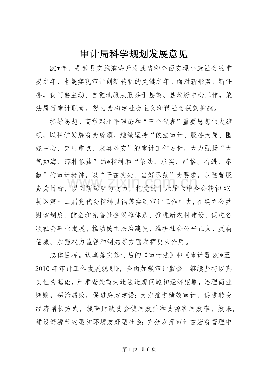 审计局科学规划发展意见.docx_第1页