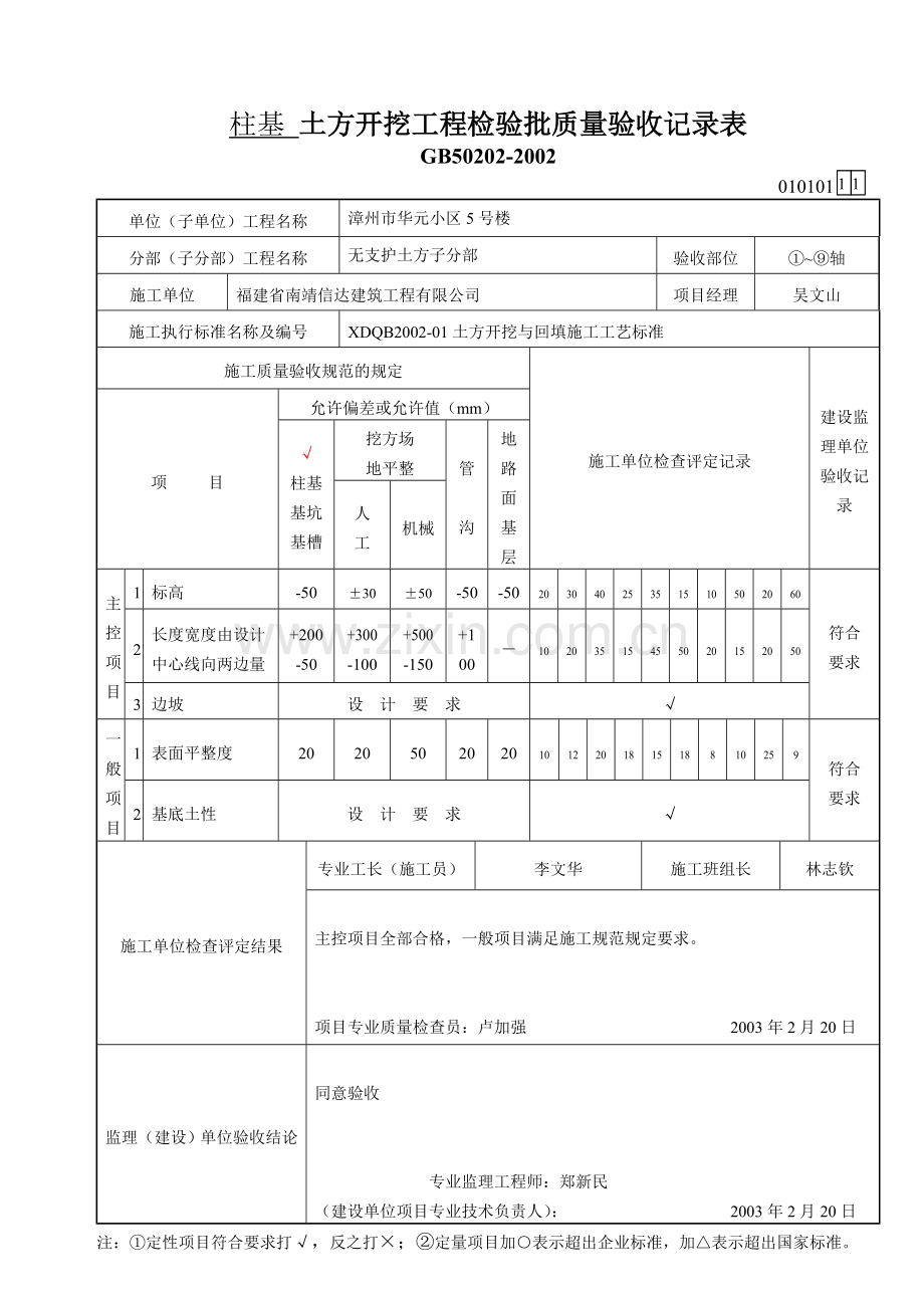 土建检验批表格填写示范.doc_第1页