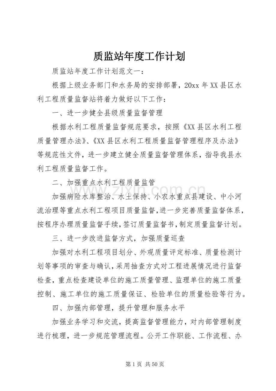 质监站年度工作计划.docx_第1页
