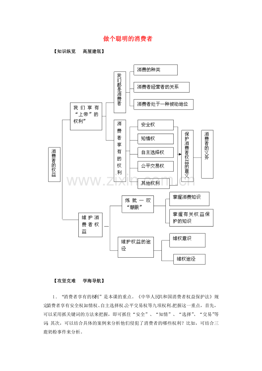 八年级政治上册《做个聪明的消费者》教学设计及练习鲁教版.doc_第1页