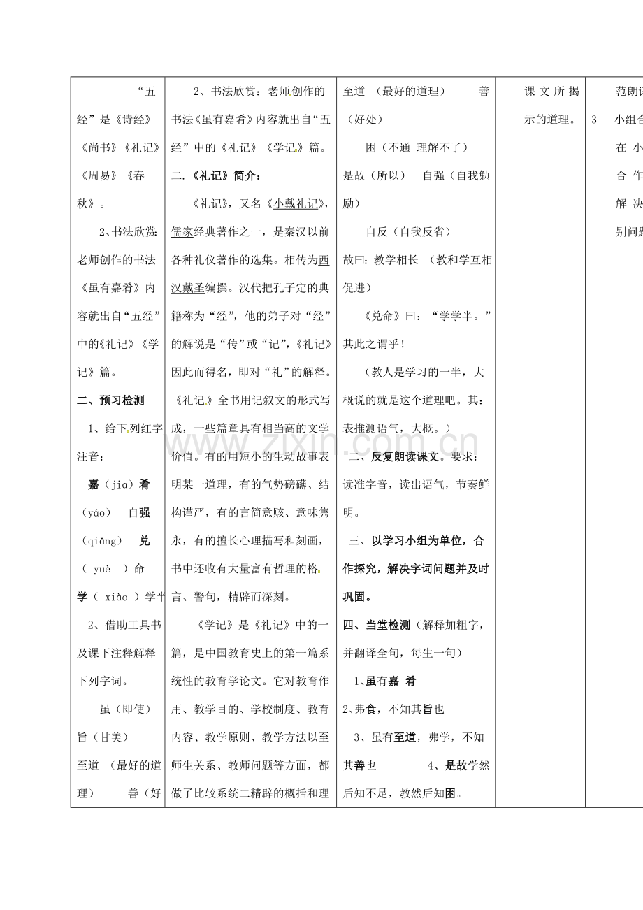 小学七年级语文上册 20《虽有佳肴》教案 （新版）新人教版-（新版）新人教版初中七年级上册语文教案.doc_第2页