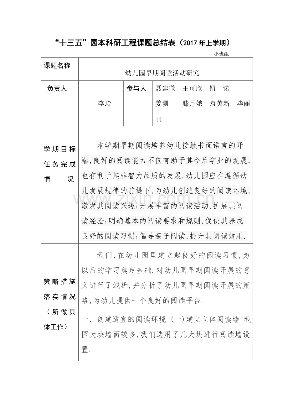 小班组2017上半年校本科研工程课题总结表.doc_第1页