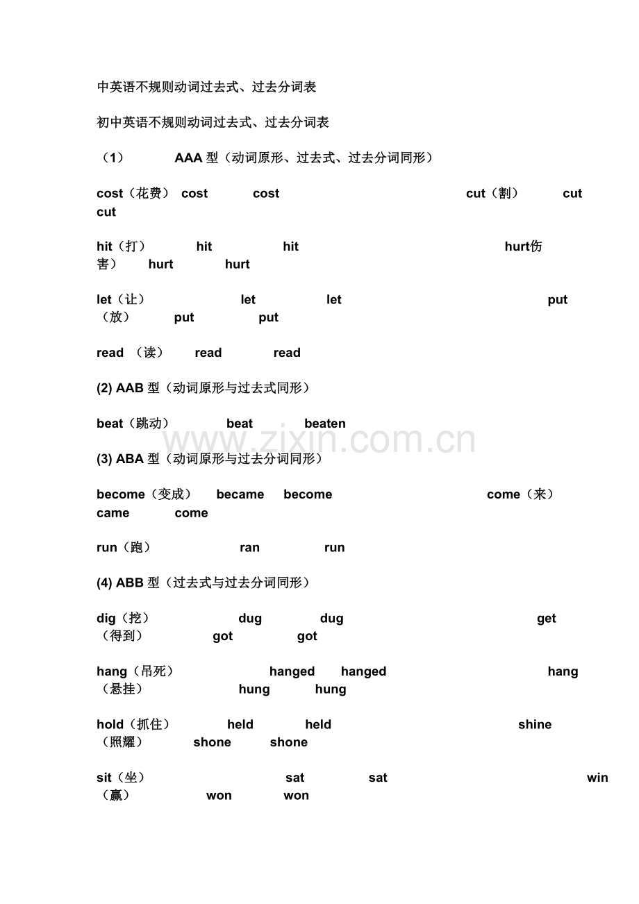 中英语不规则动词过去式.doc_第1页