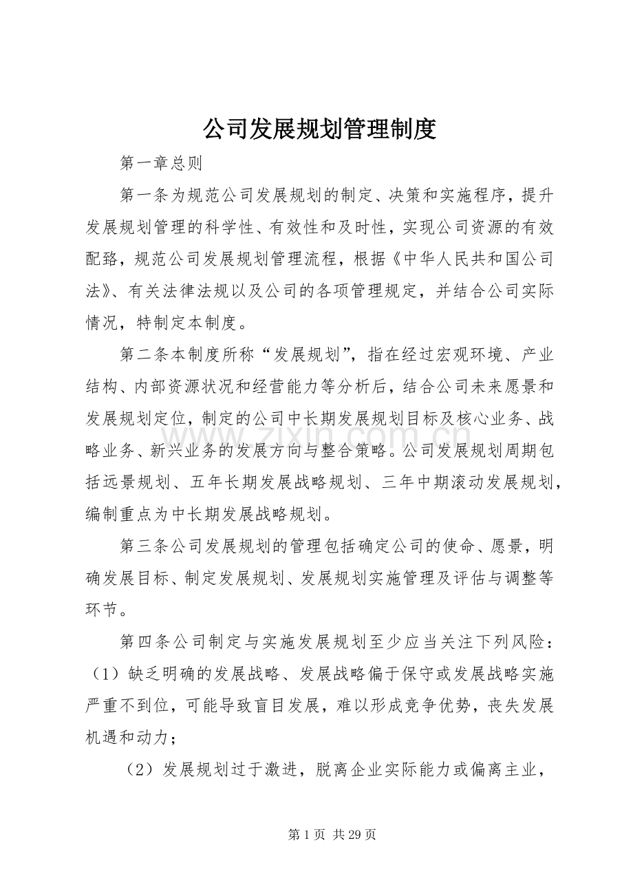 公司发展规划管理制度.docx_第1页