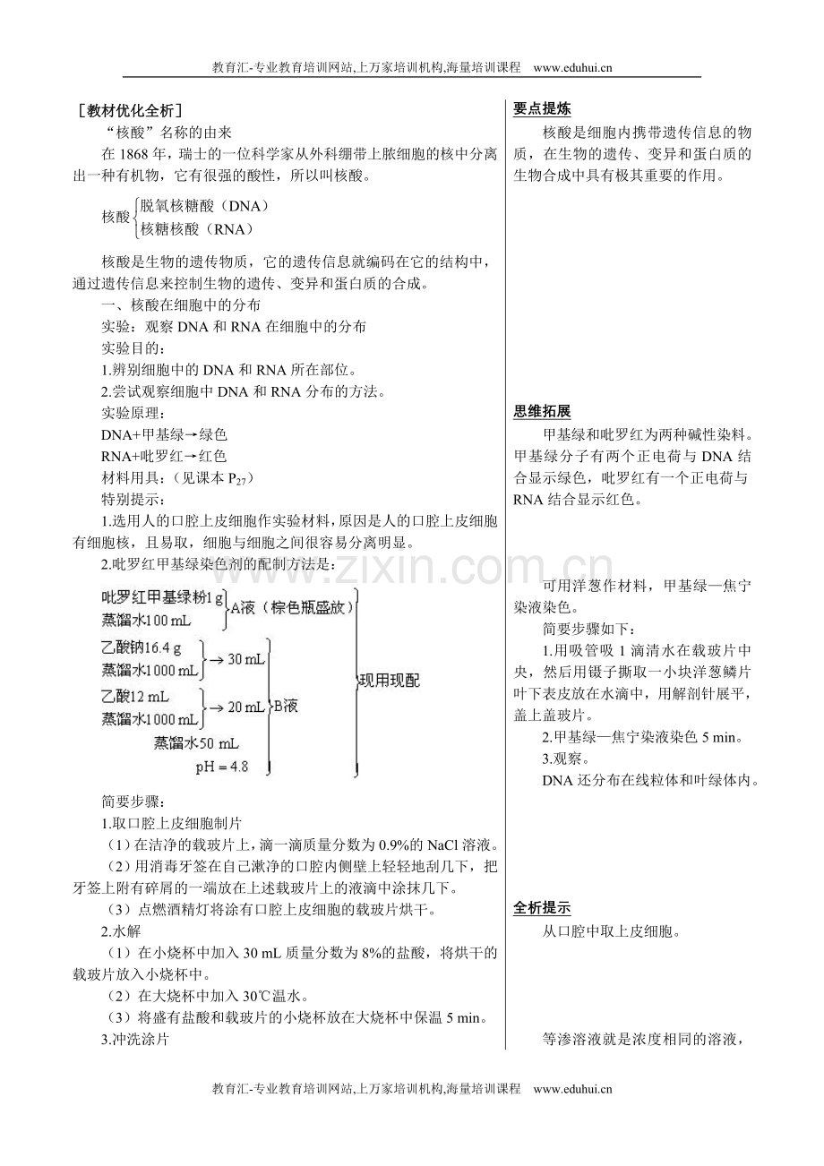 人教新课标高中生物必修一章节知识要点（遗传信息的携带者——核酸）.doc_第1页