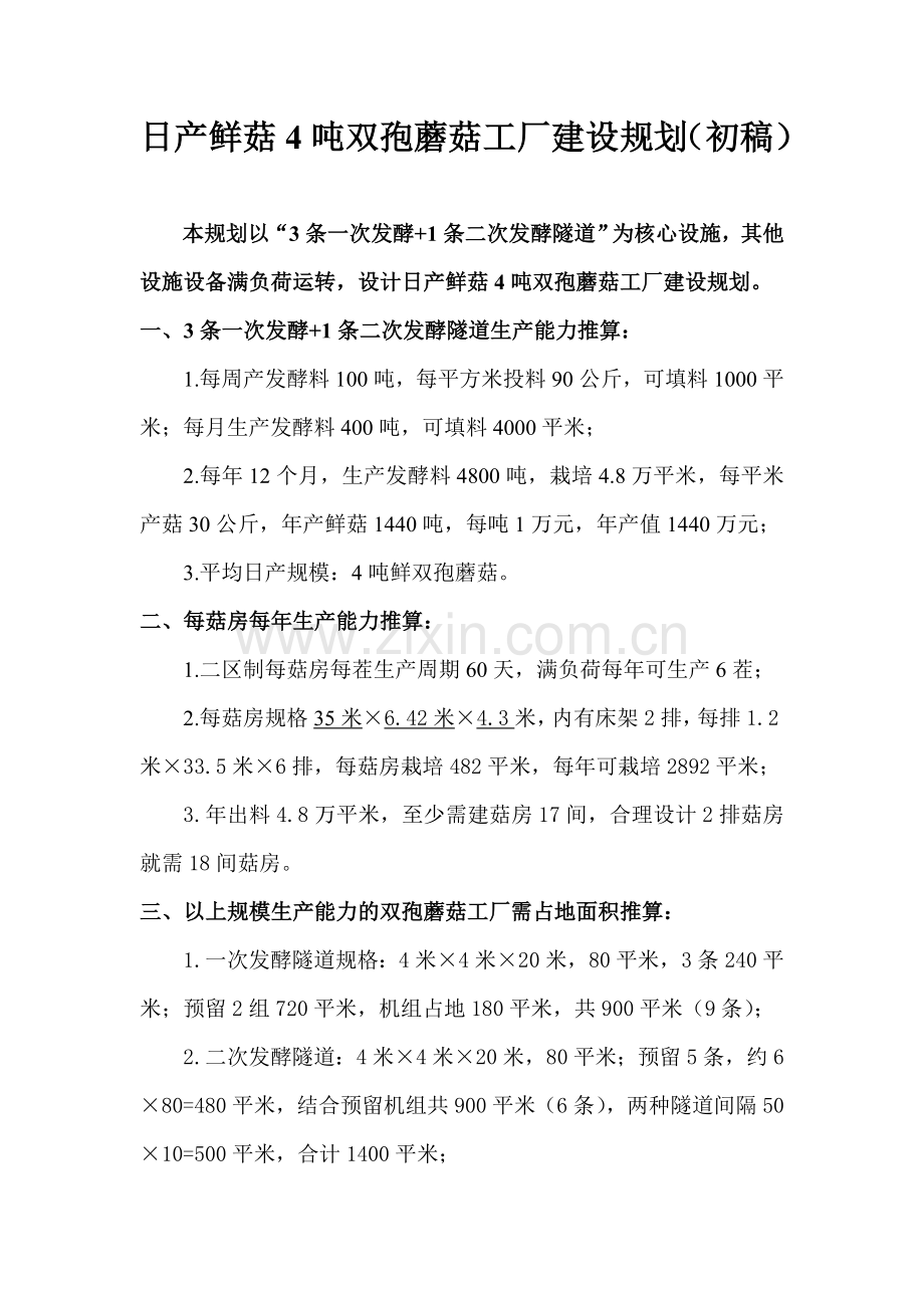 日产鲜菇4吨双孢蘑菇工厂建设规划.doc_第1页