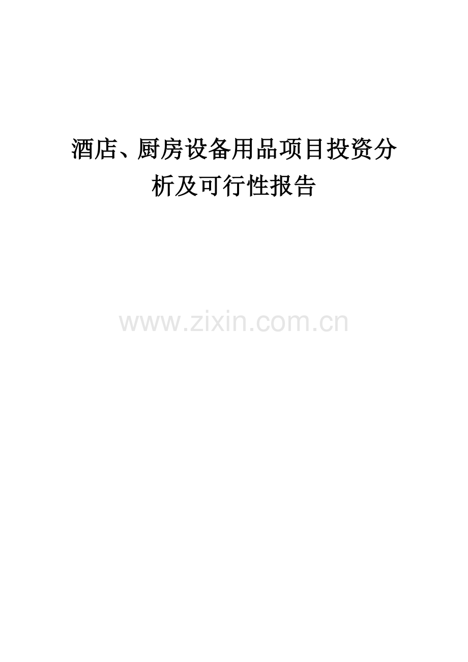 酒店、厨房设备用品项目投资分析及可行性报告.docx_第1页