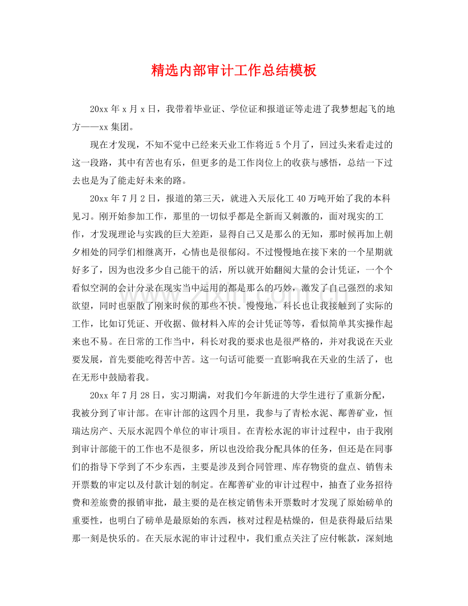 内部审计工作总结模板 .docx_第1页