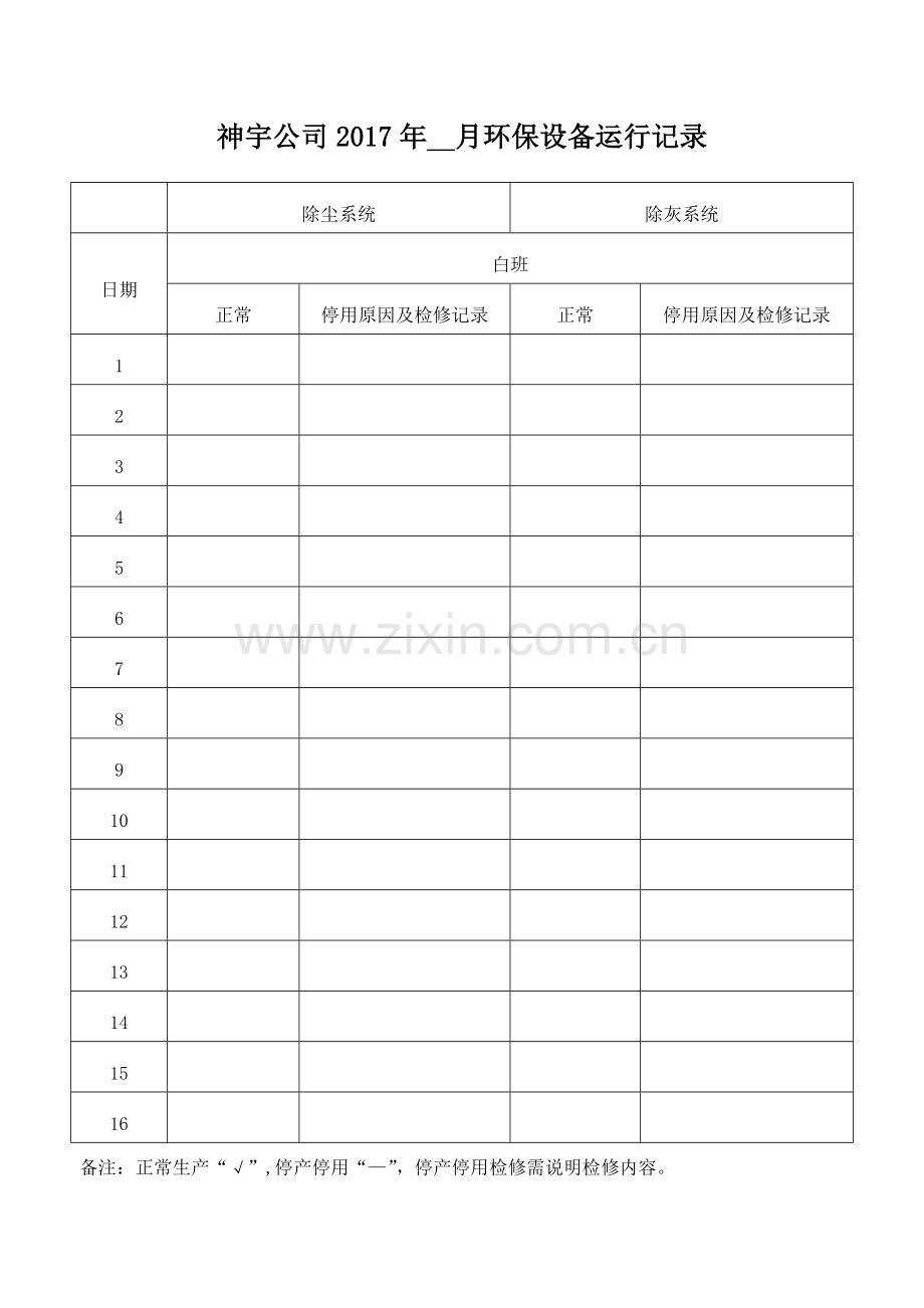 环保设备运行记录.doc_第1页