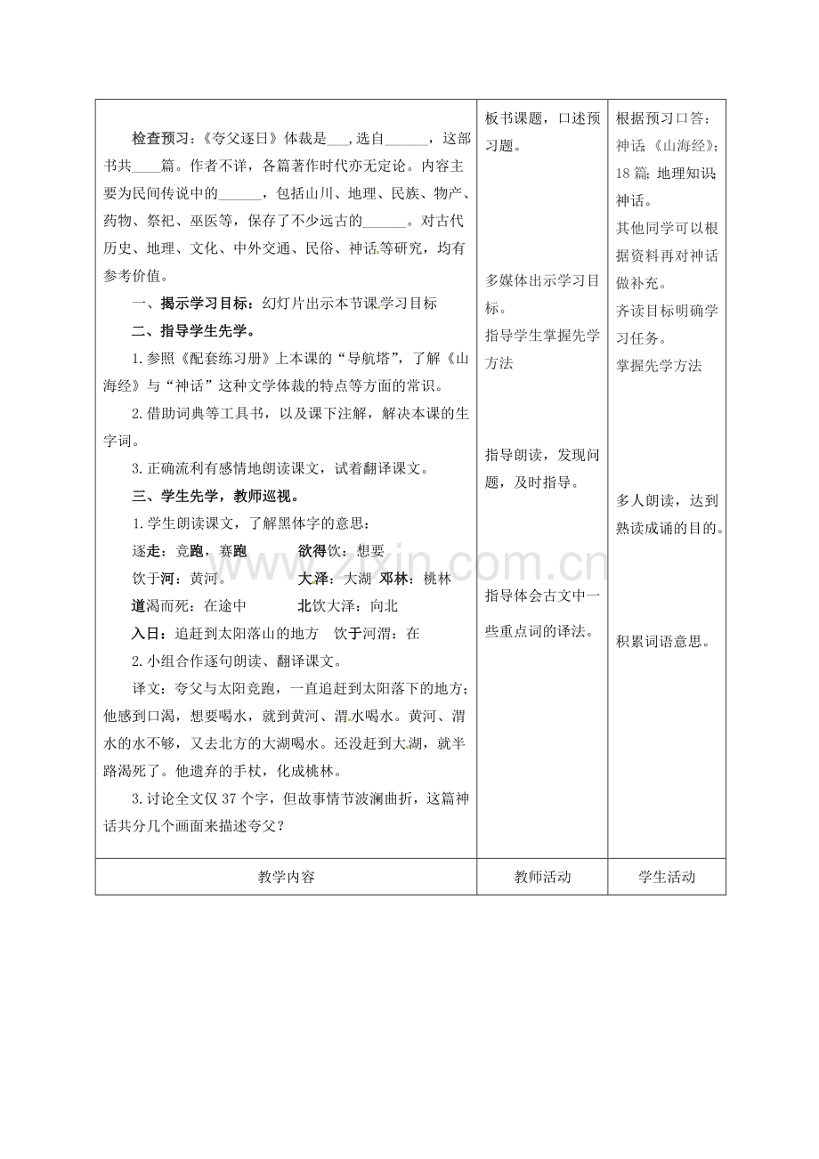 甘肃省酒泉市瓜州县第二中学七年级语文下册 第六单元 第三课《山海经两篇》第二课时教案 北师大版.doc_第2页