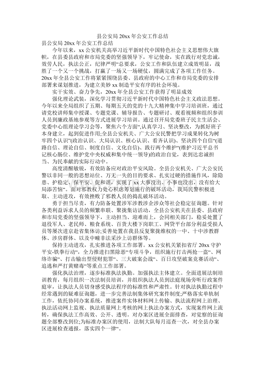 县公安局20年公安工作总结.docx_第1页
