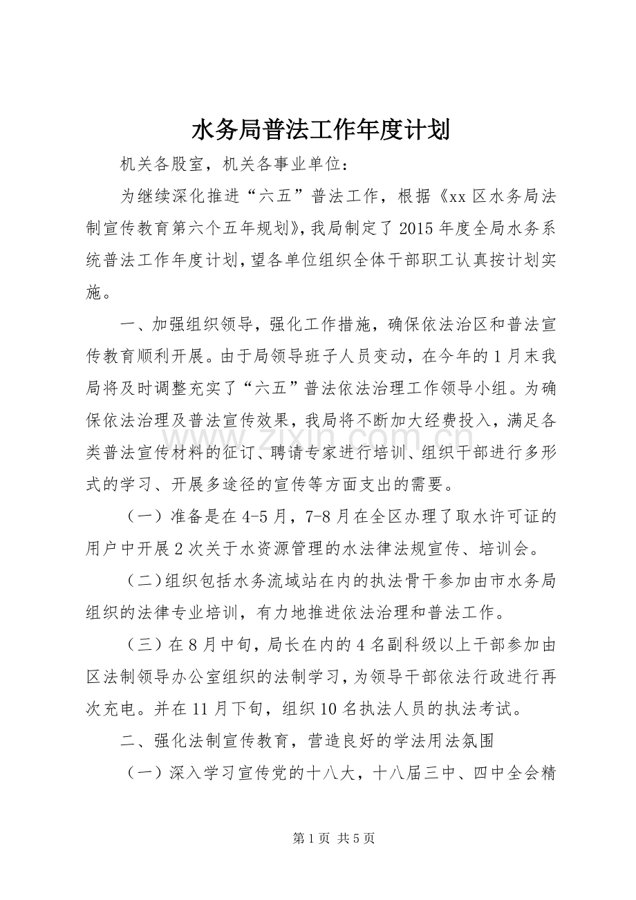 水务局普法工作年度计划.docx_第1页