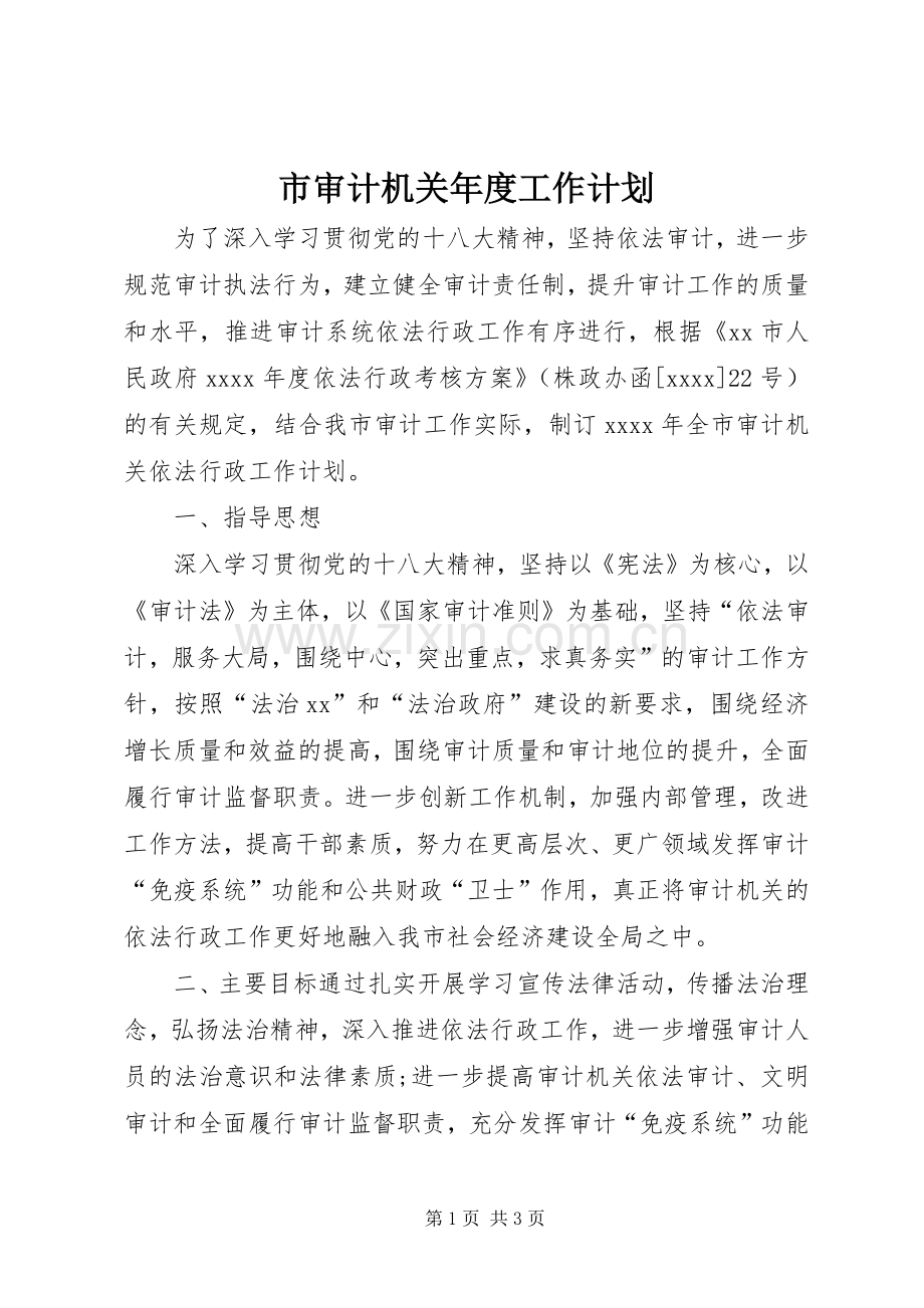 市审计机关年度工作计划.docx_第1页
