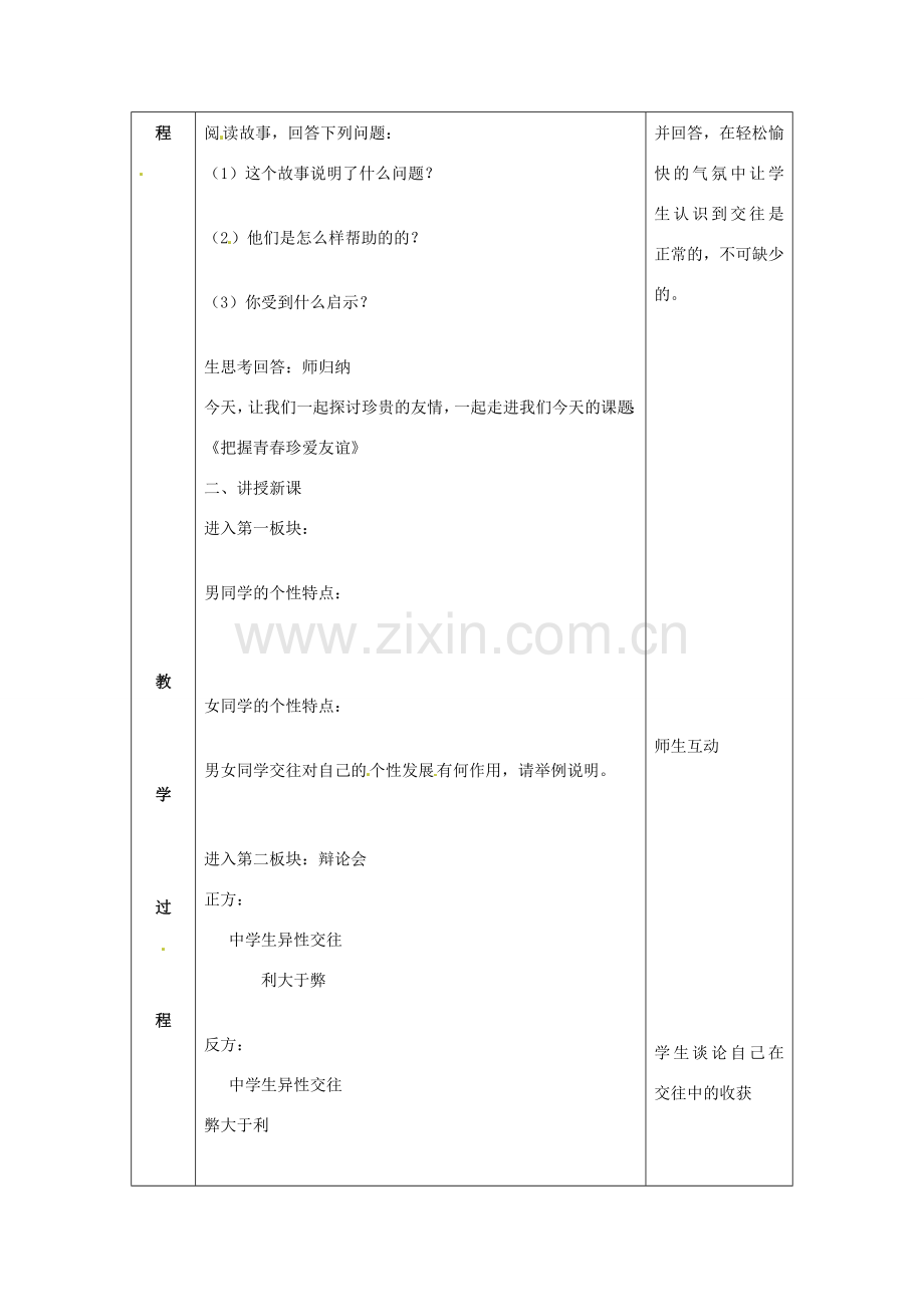 山东省滨州市无棣县埕口中学七年级政治下册 12.1 把握青春珍爱友谊教案 鲁教版.doc_第2页