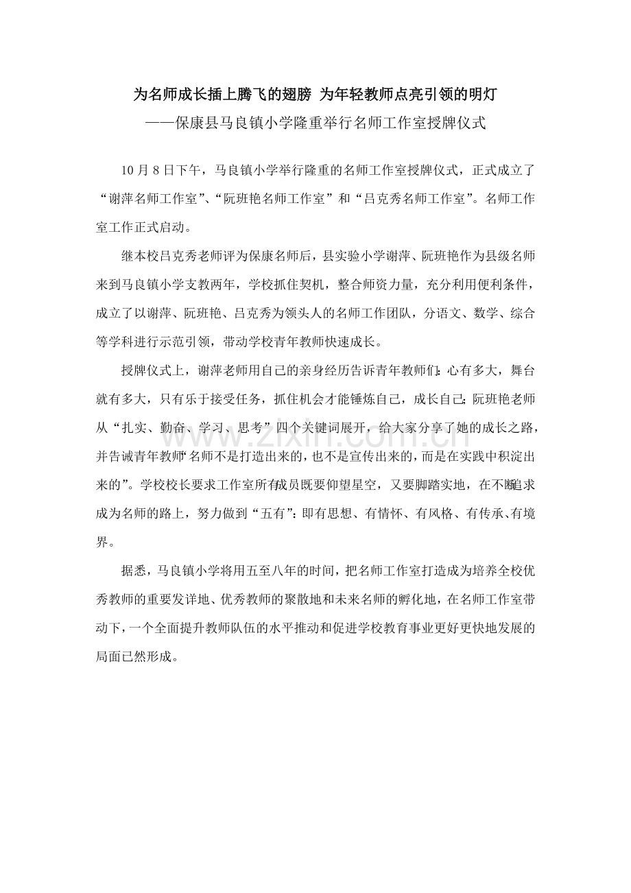 为名师成长插上腾飞的翅膀为年轻教师点亮引领的明灯.doc_第1页