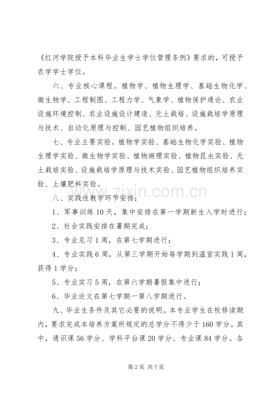 XX年设施农业科学与工程专业教学工作计划范文.docx_第2页