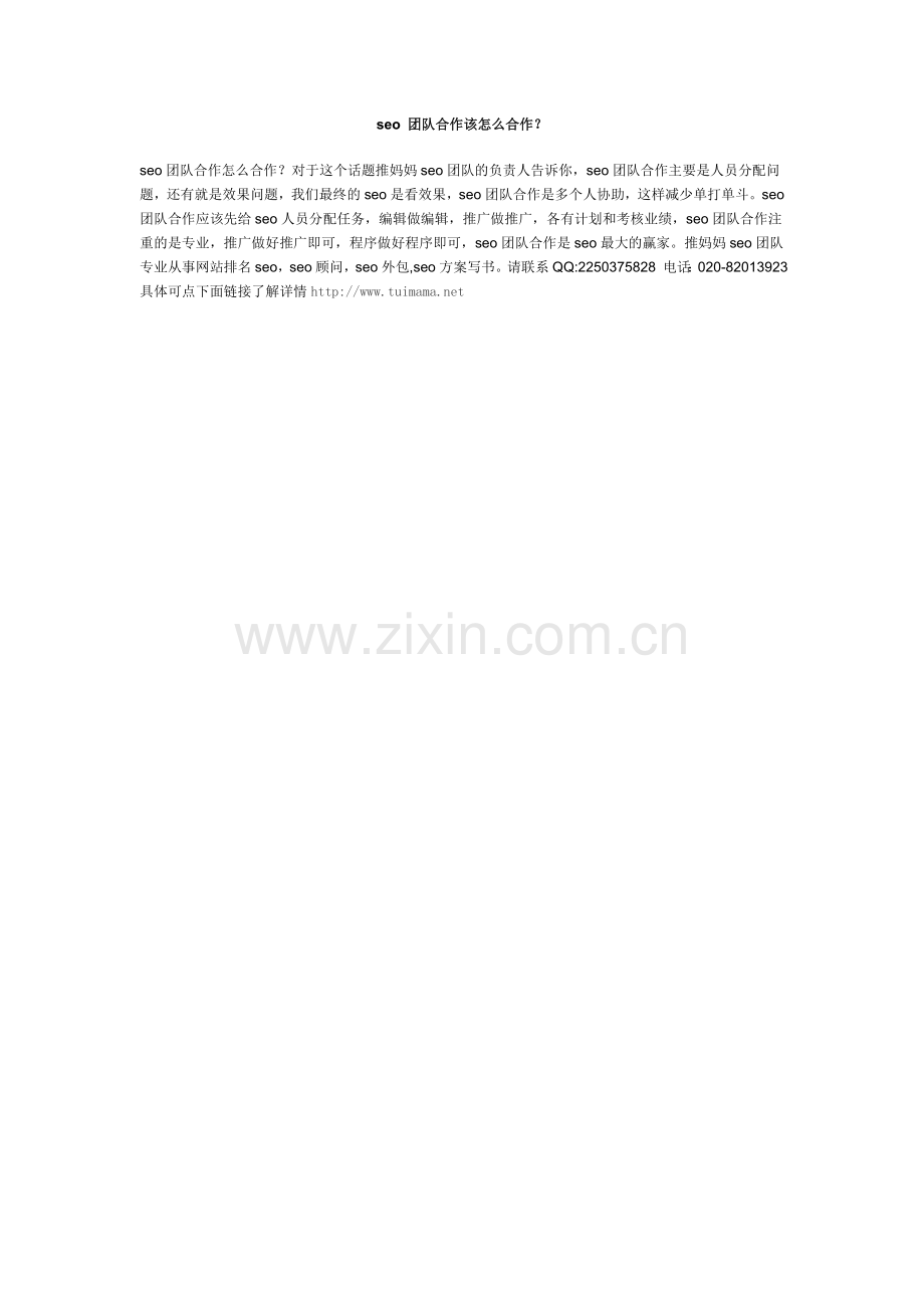 seo团队合作该怎么合作？.doc_第1页