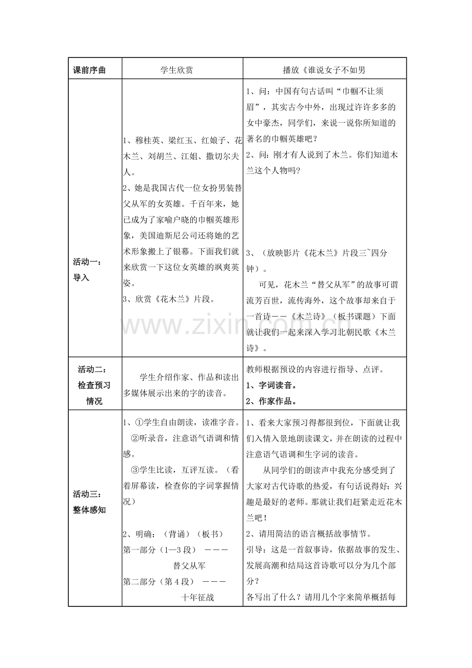 七年级语文下册 第二单元 第10课《木兰诗》教学设计 （新版）新人教版-（新版）新人教版初中七年级下册语文教案.doc_第2页