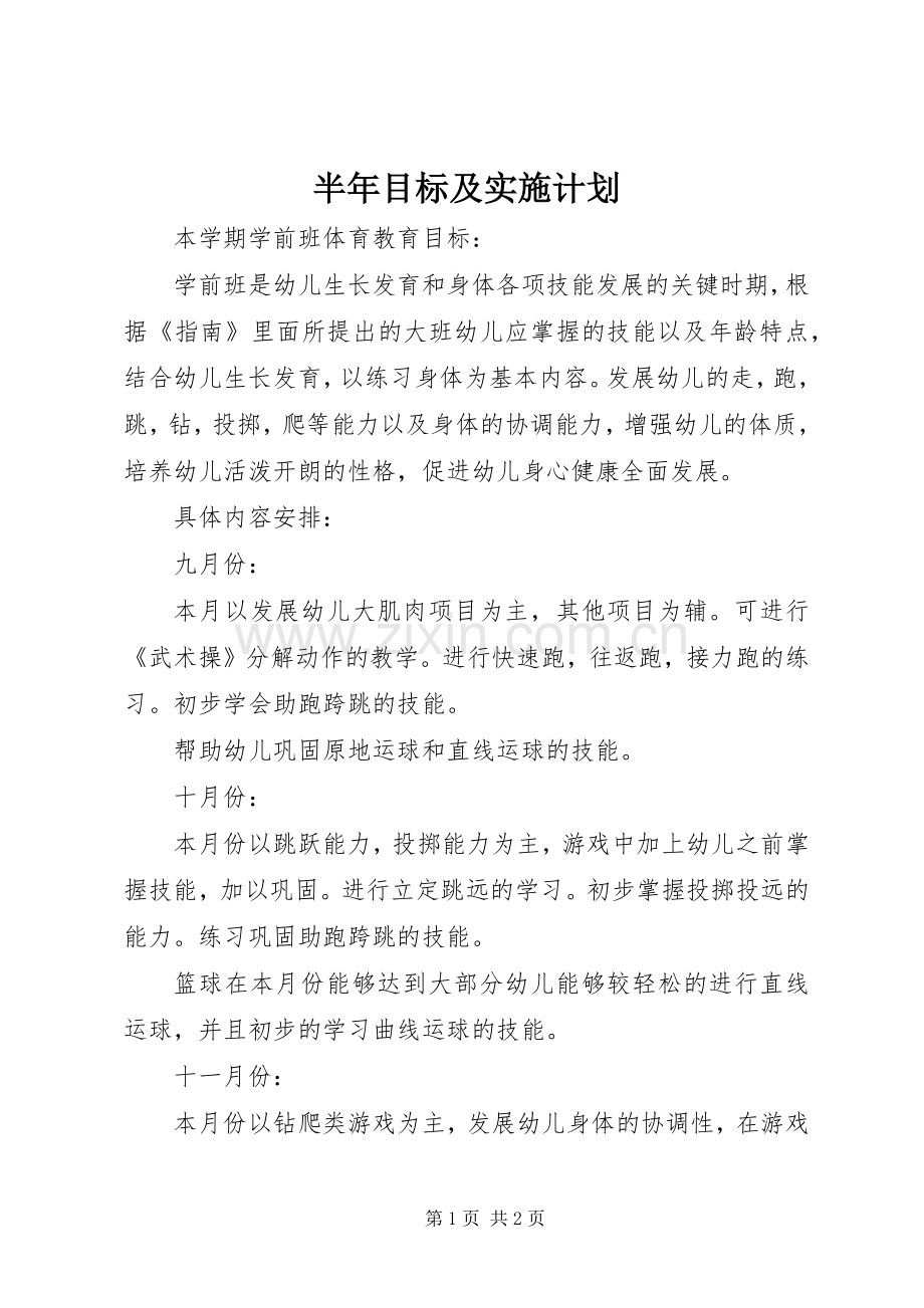 半年目标及实施计划 .docx_第1页