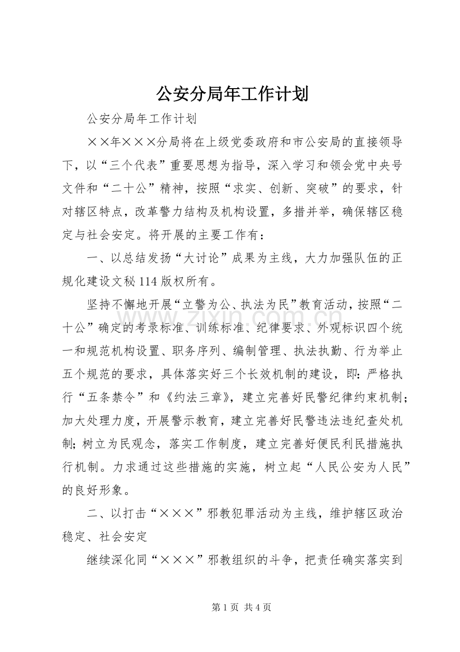 公安分局年工作计划 .docx_第1页