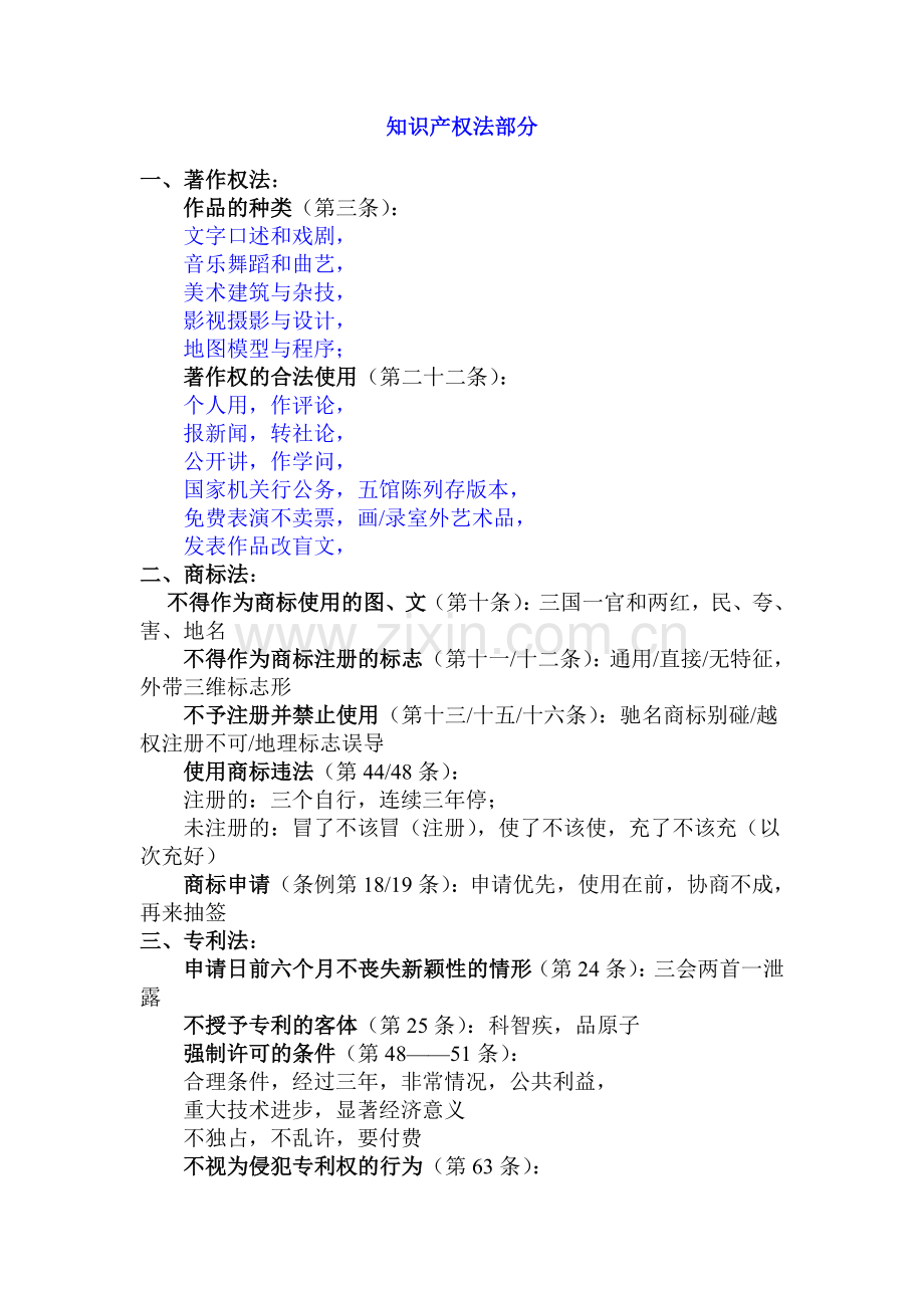 司考口诀知识产权法部分.doc_第1页