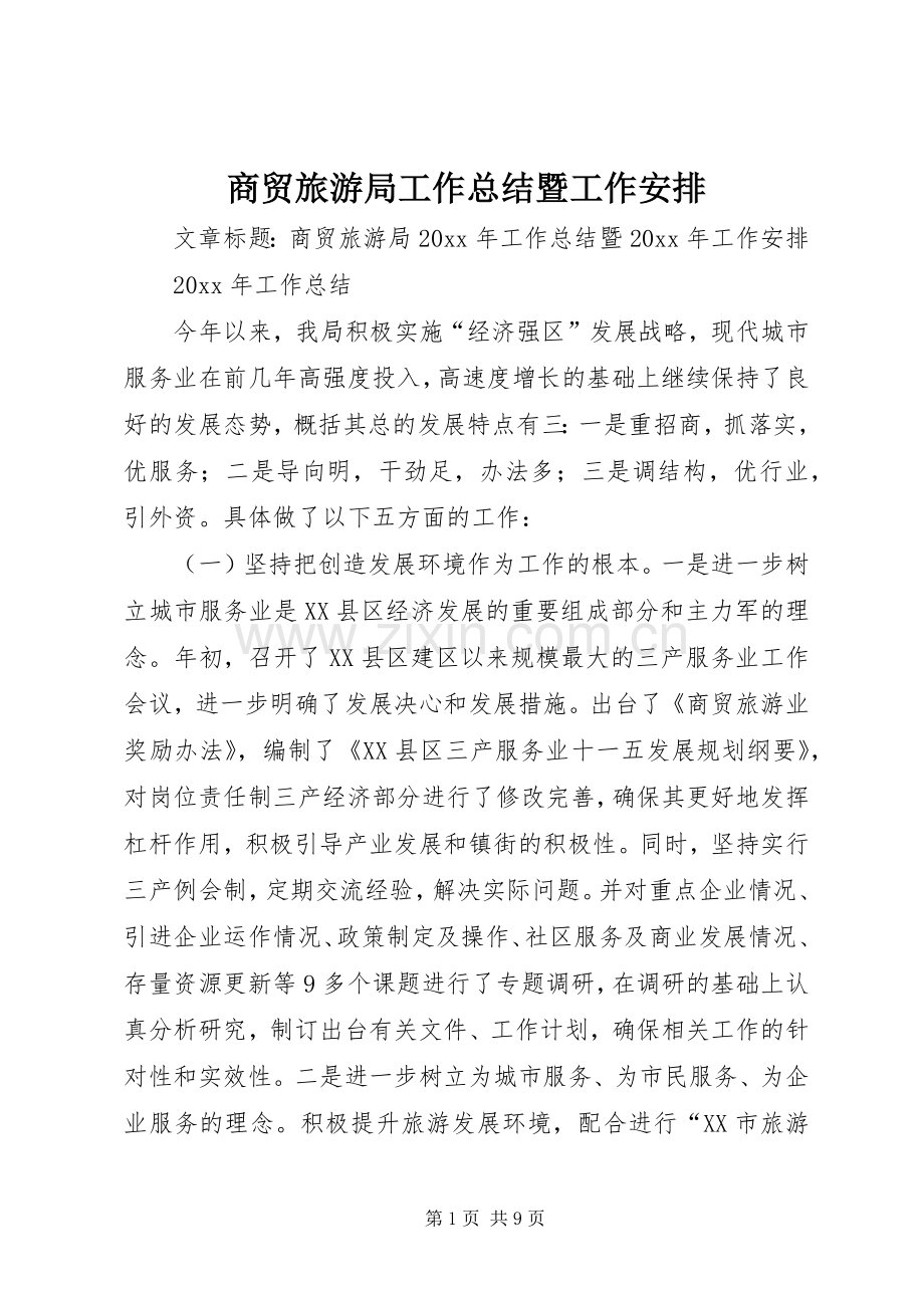 商贸旅游局工作总结暨工作安排.docx_第1页
