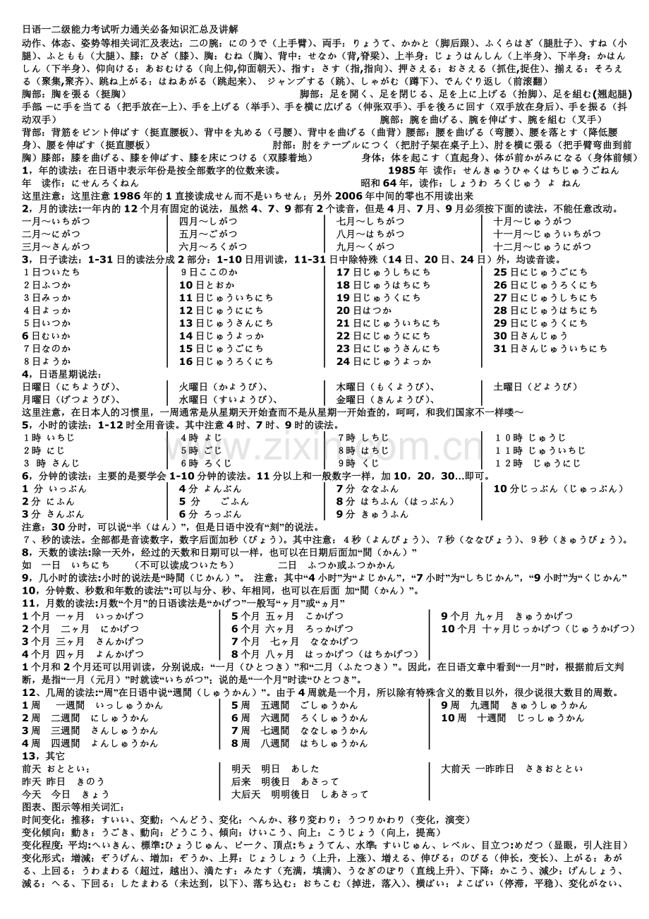 日语一二级能力考试听力通关必备知识汇总及讲解.doc_第1页