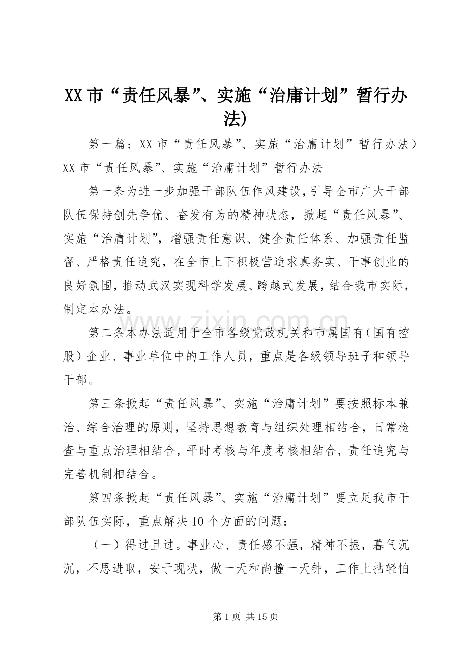 XX市“责任风暴”、实施“治庸计划”暂行办法)_1.docx_第1页