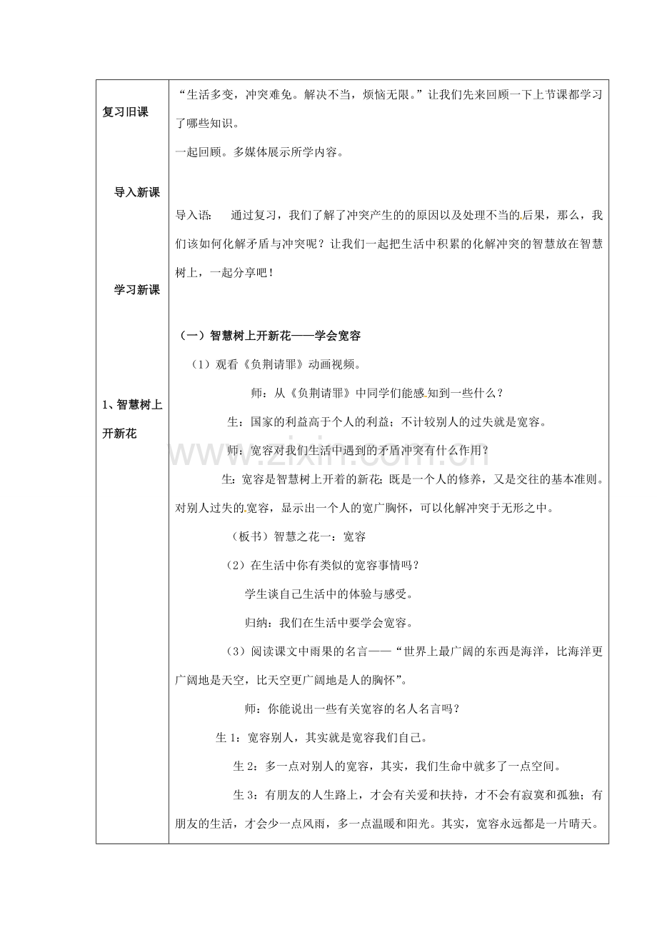 河南省洛阳市第二外国语学校八年级政治下册《当冲突发生 第二框 我们的智慧》教案 新人教版.doc_第2页