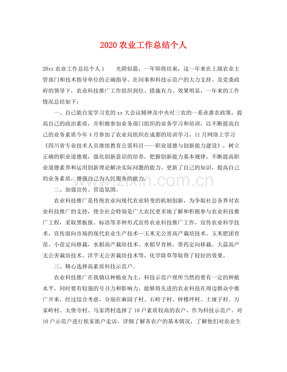 农业工作总结个人 .docx_第1页