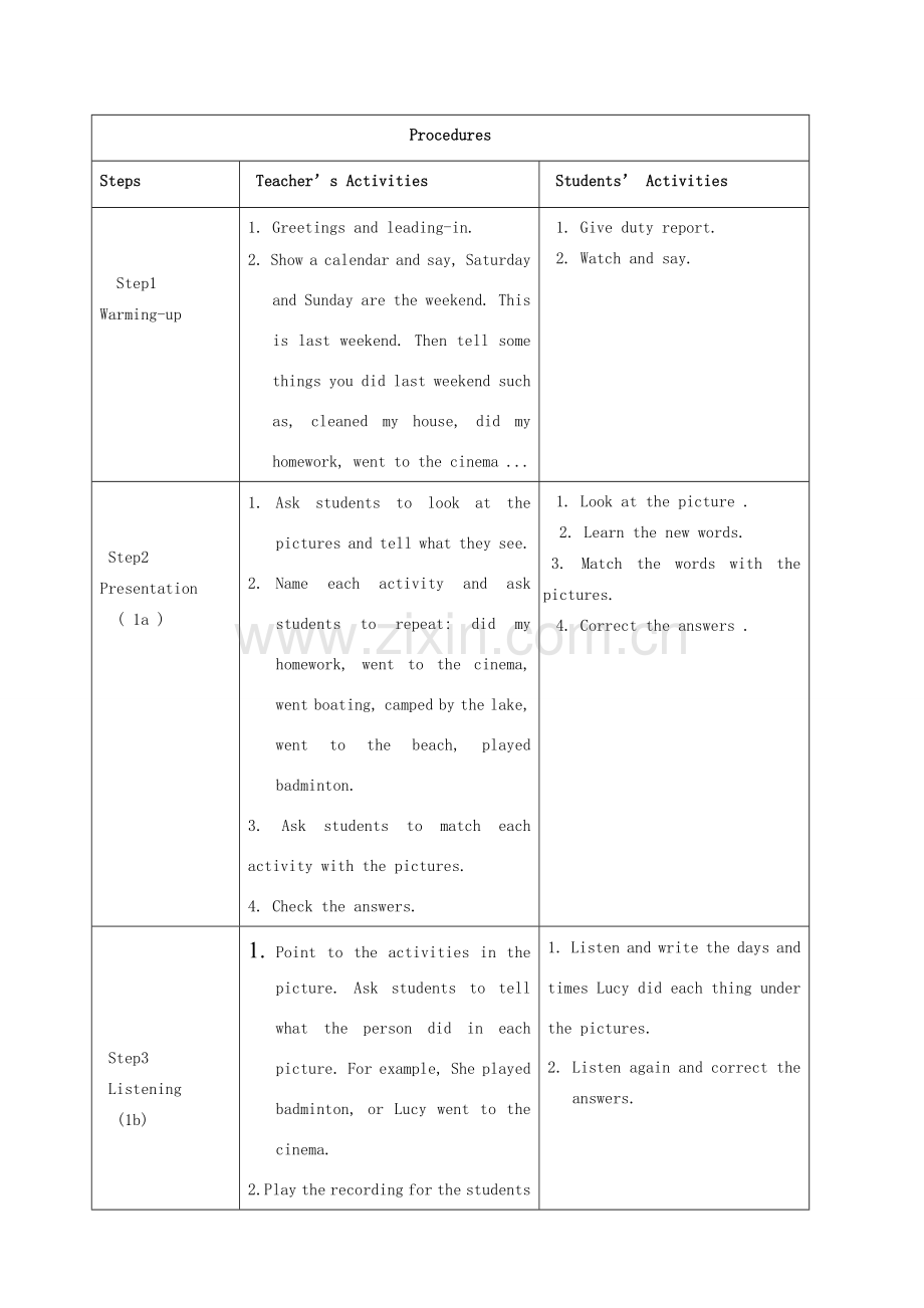 七年级英语下册 Unit 12 What did you do last weekend？教案 （新版）人教新目标版.doc_第2页