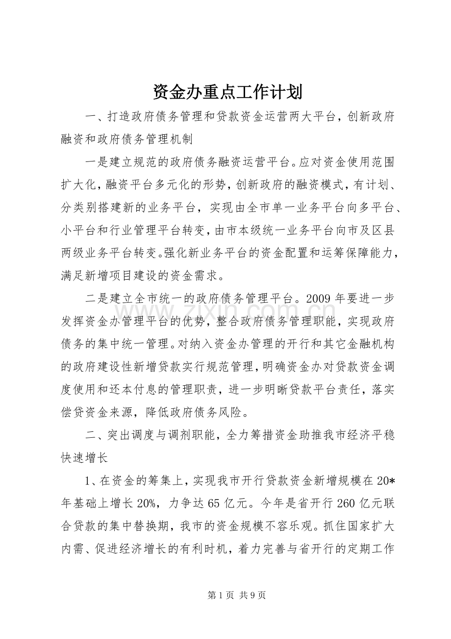 资金办重点工作计划.docx_第1页