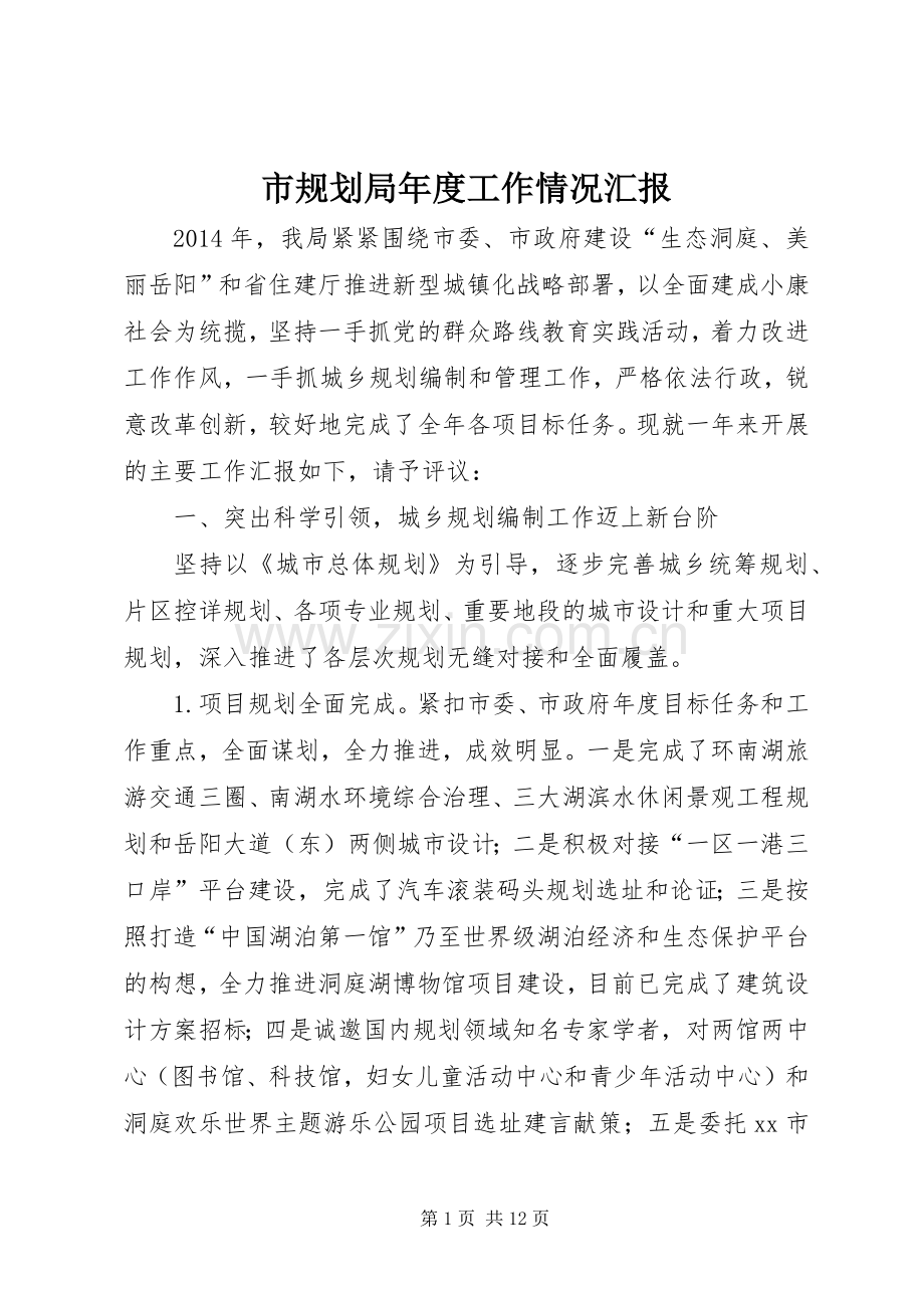 市规划局年度工作情况汇报.docx_第1页