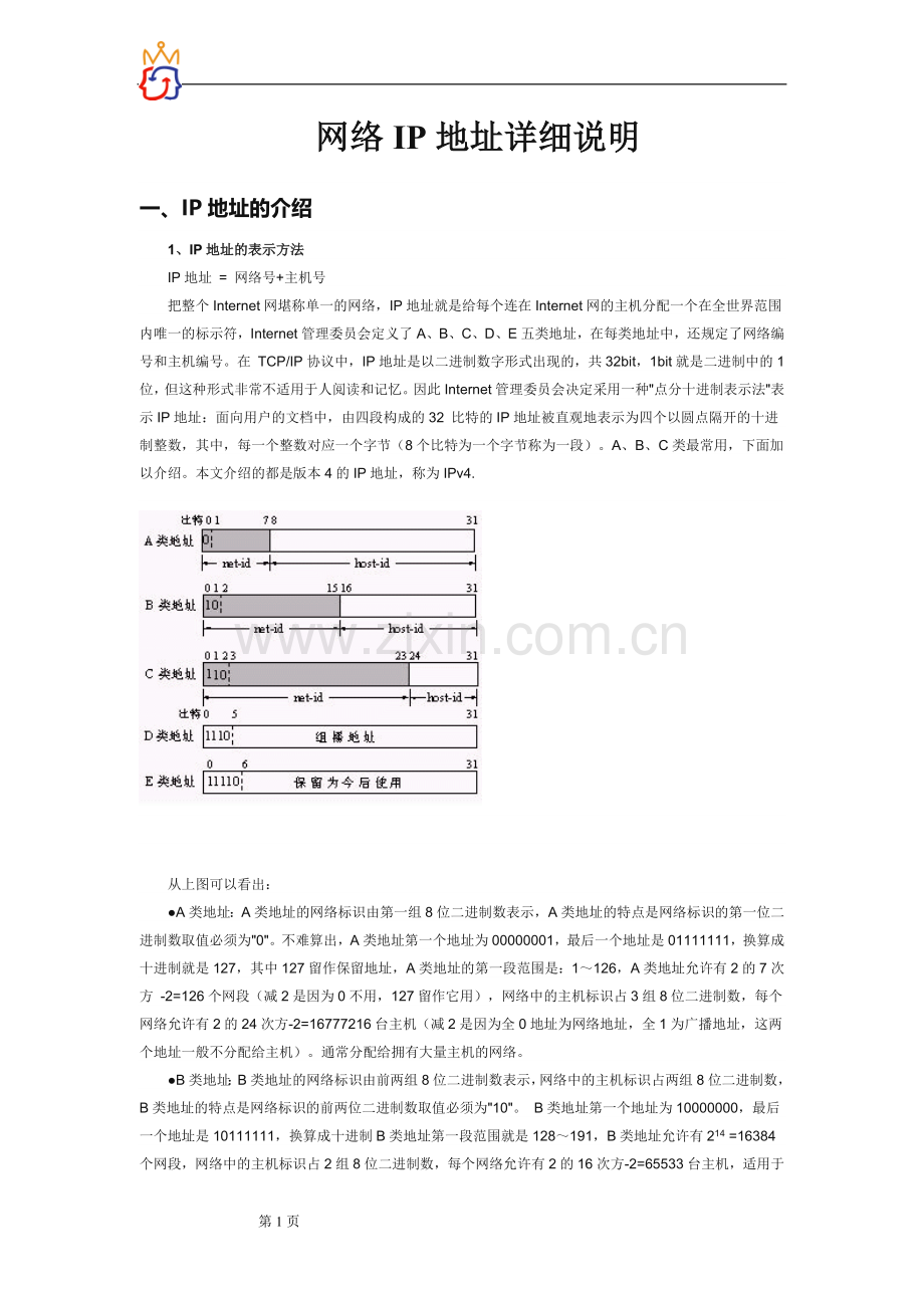 网络IP地址详细说明.doc_第1页