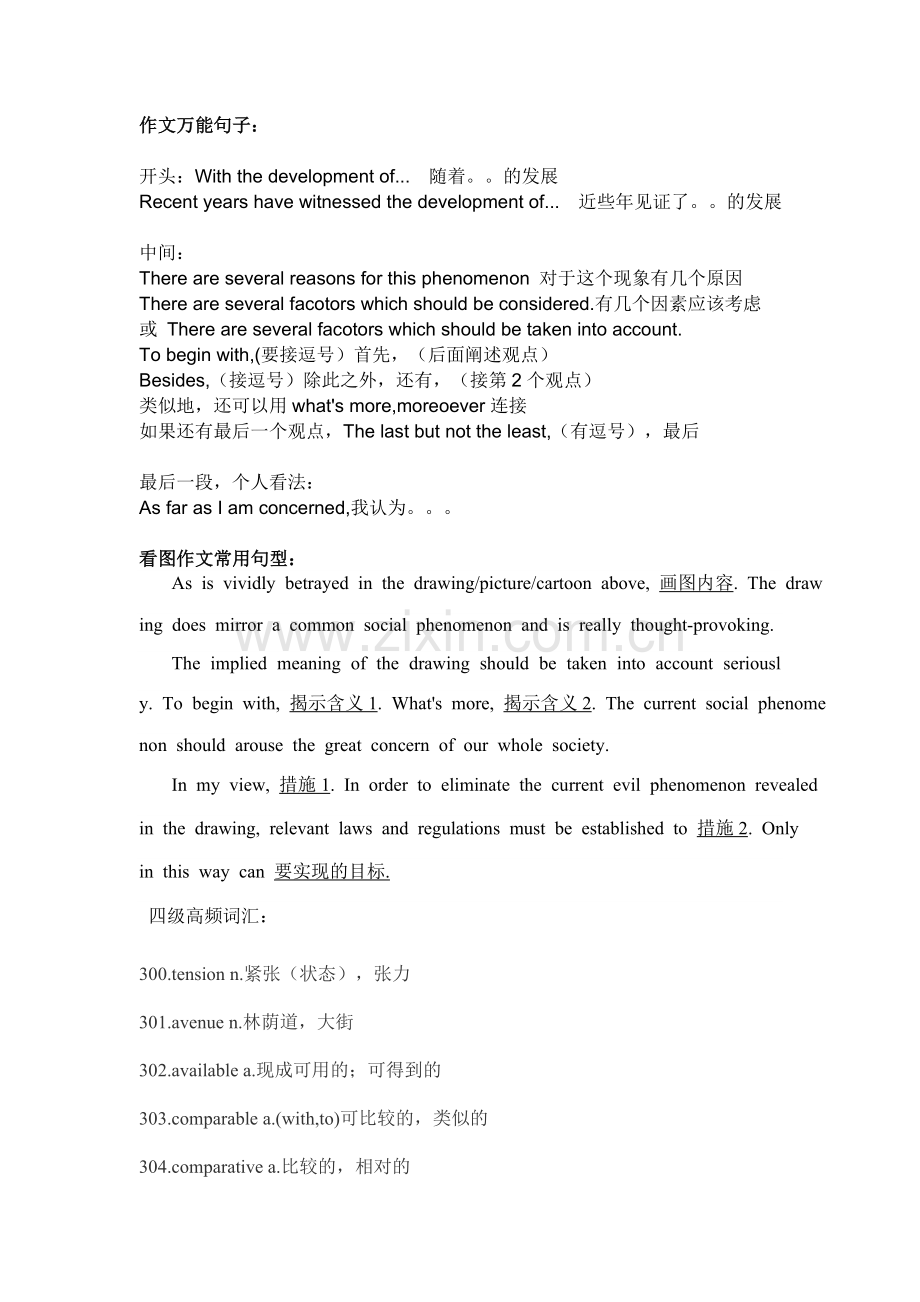 四级考试作文必用句子.doc_第1页