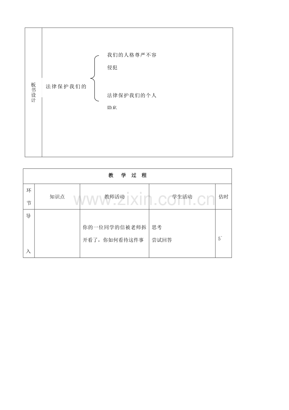 八年级思品上册 16法律保护我们的人格尊严同步教案 鲁教版.doc_第2页