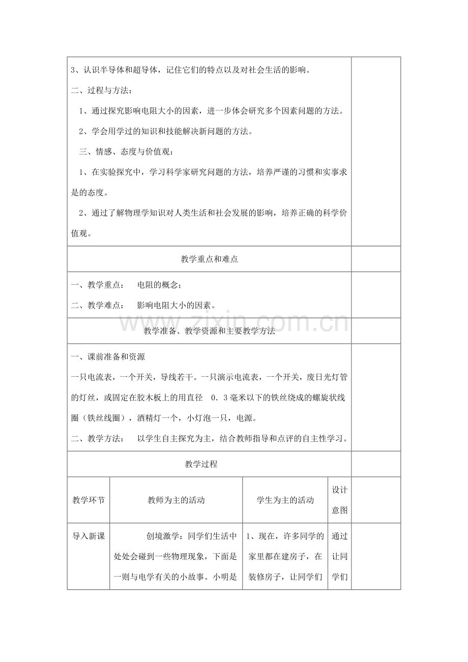 度九年级物理全册 16.3《电阻》教学设计2 （新版）新人教版-（新版）新人教版初中九年级全册物理教案.doc_第2页