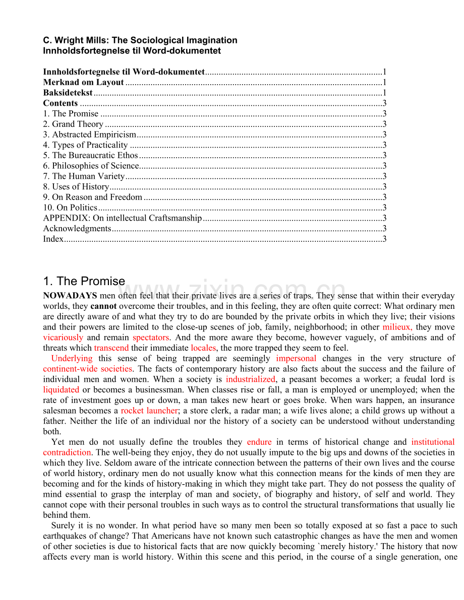 社会学的想象力_英文打印版.doc_第1页