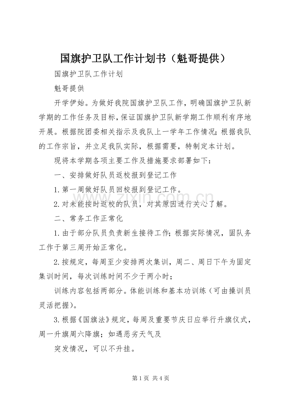 国旗护卫队工作计划书（魁哥提供）.docx_第1页