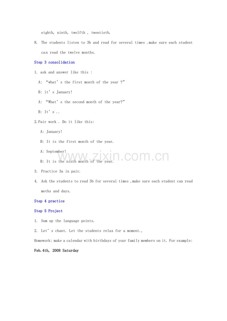 七年级英语下册 Unit 7 The Birthday Topic 1 When is your birthday教学设计 （新版）仁爱版.doc_第2页