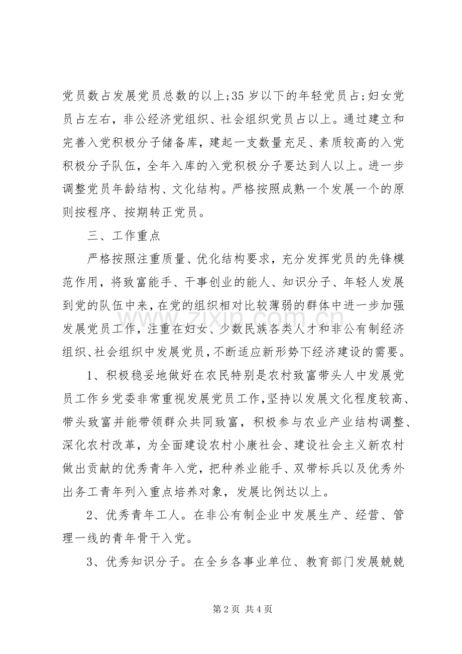 XX年乡发展党员工作计划范文 .docx_第2页